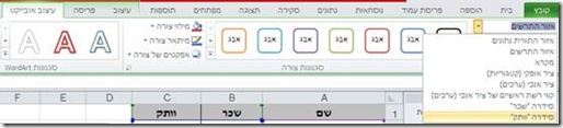 עיצוב סדרה בתרשים באקסל 2010